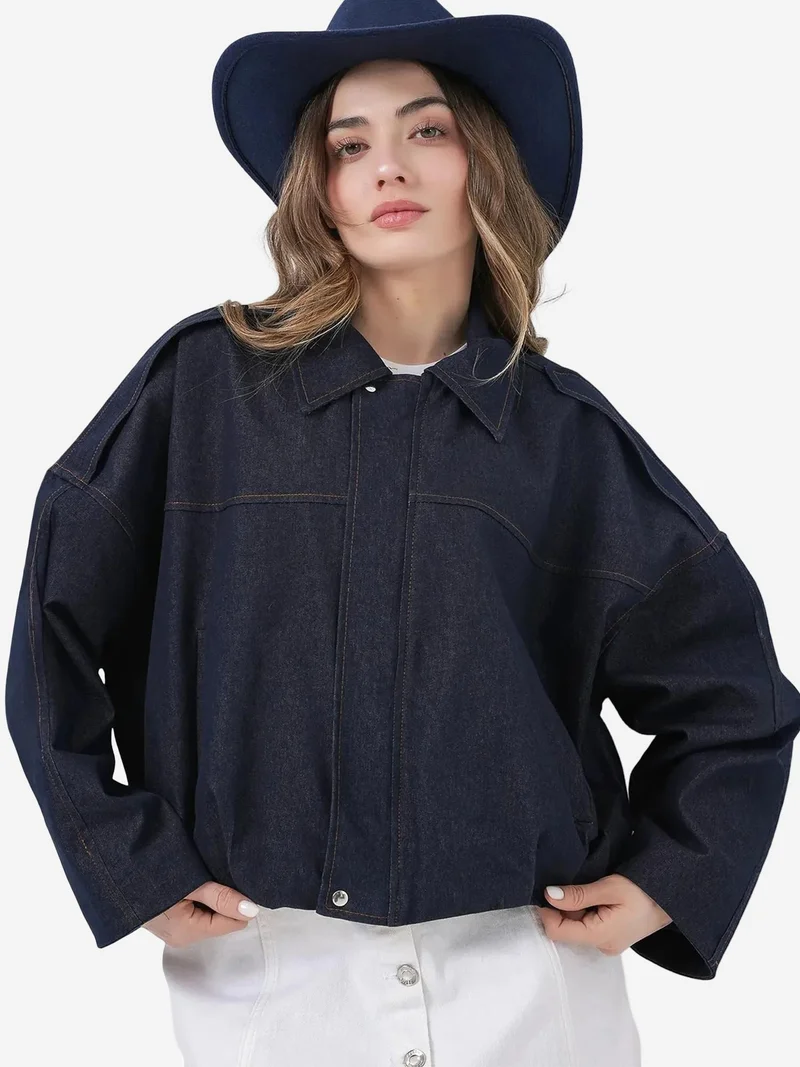 بيغ دارت BDART Oversized Crop Jacket with Zipper and Pocket